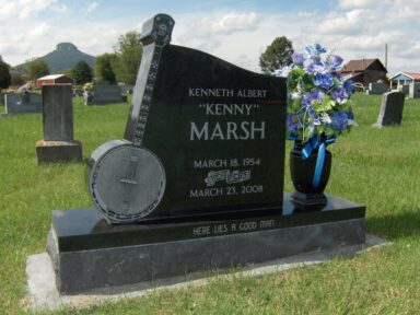 Marsh - Black Custom Shape Banjo Monument with Polished Shoulder Margin on Black Base and Vase
